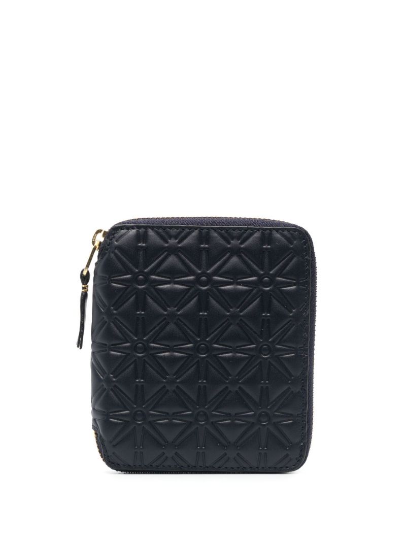 Blue Classic Leather Embossed Pouch