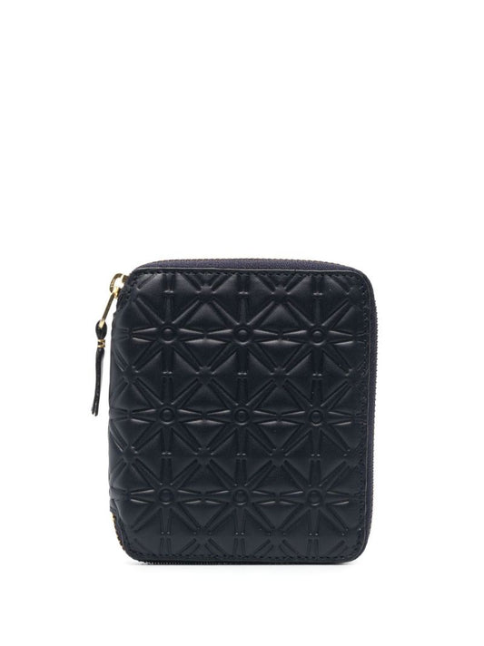 Blue Classic Leather Embossed Pouch