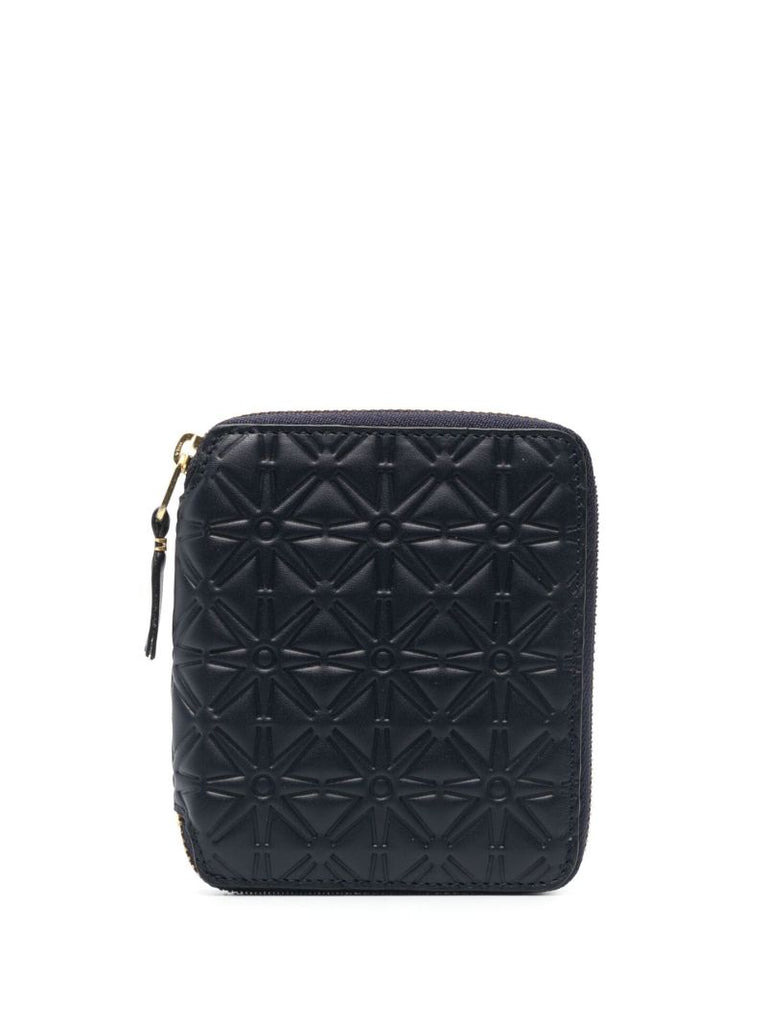 Blue Classic Leather Embossed Pouch