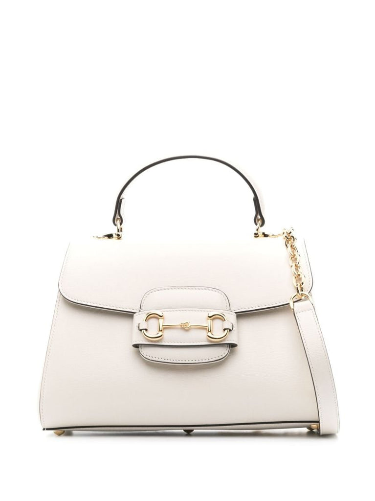 White Horsebit 1955 Leather Top Handle Bag