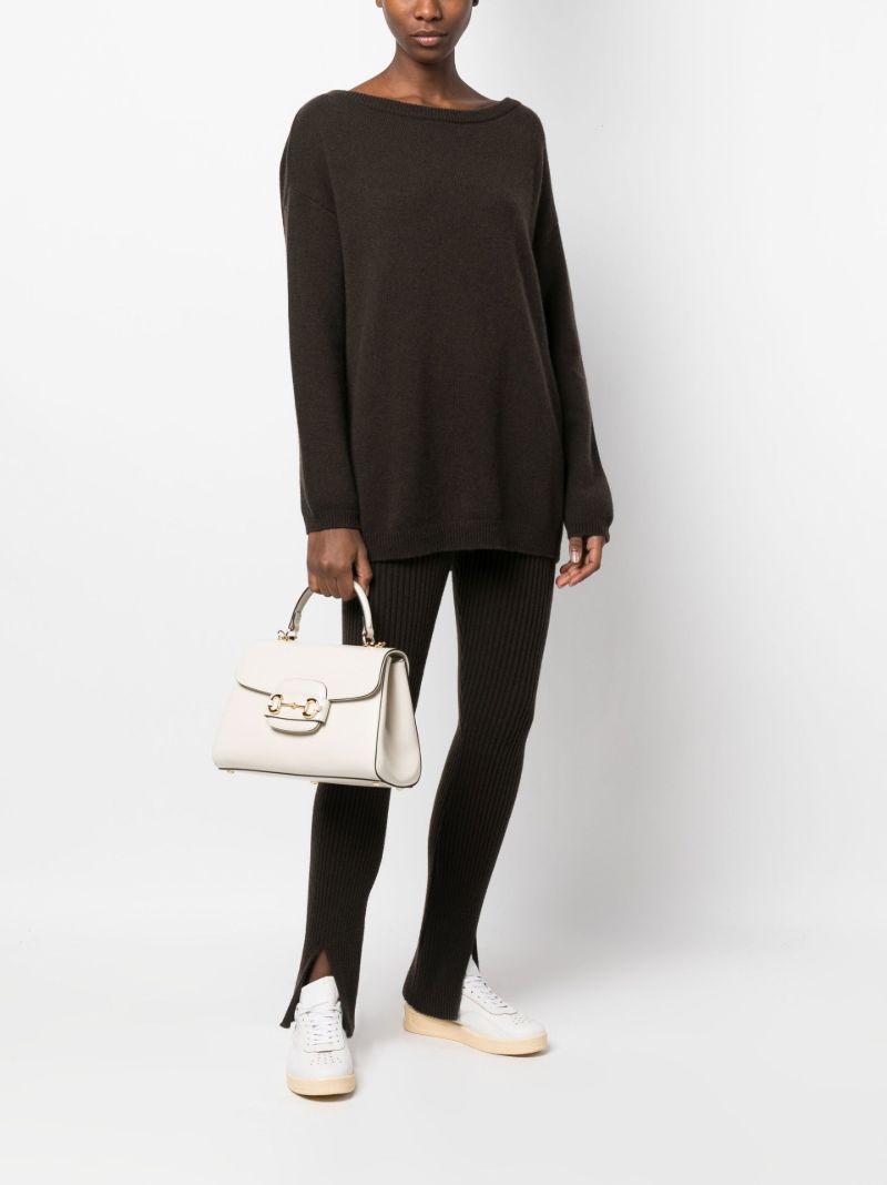 White Horsebit 1955 Leather Top Handle Bag