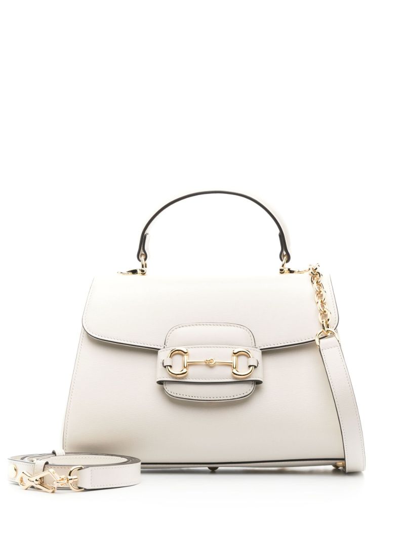 White Horsebit 1955 Leather Top Handle Bag