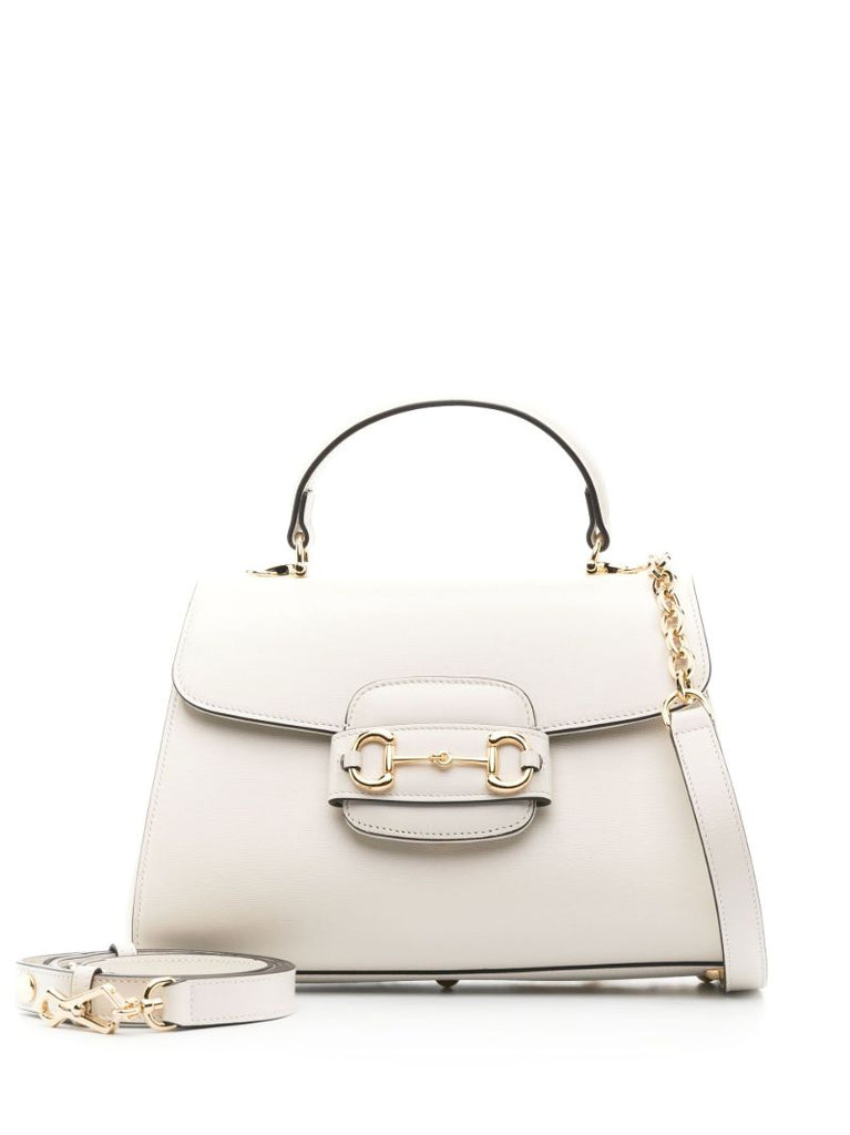 White Horsebit 1955 Leather Top Handle Bag