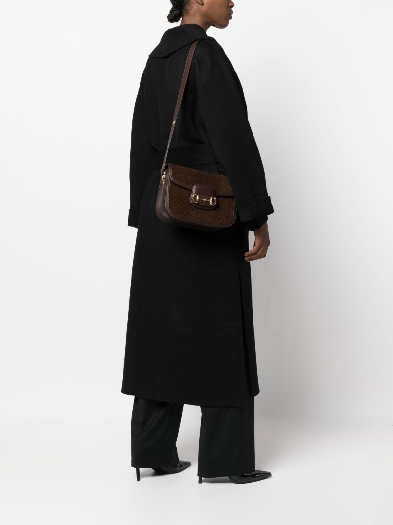 Brown Horsebit 1955 Suede Shoulder Bag
