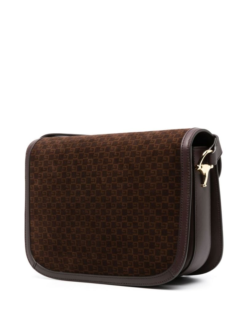 Brown Horsebit 1955 Suede Shoulder Bag