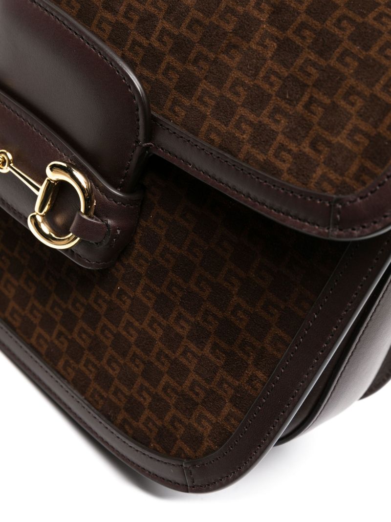Brown Horsebit 1955 Suede Shoulder Bag