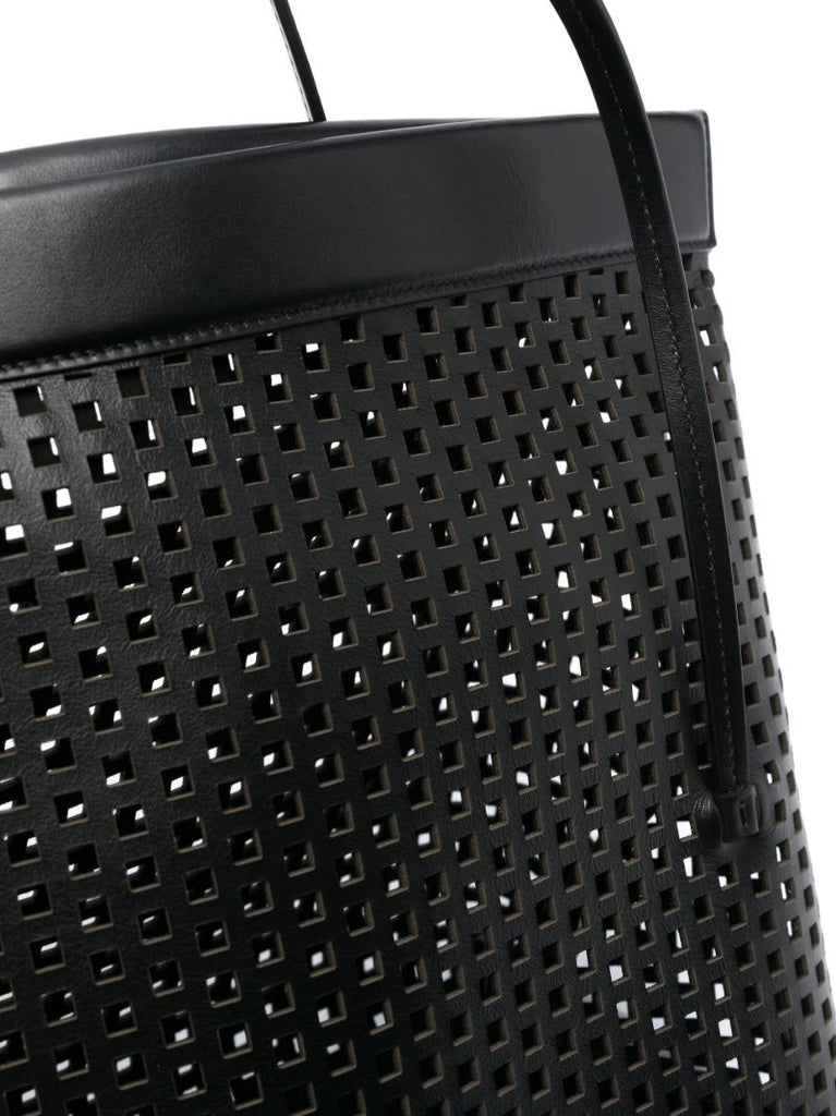Black Joanna Cut-out Leather Tote Bag