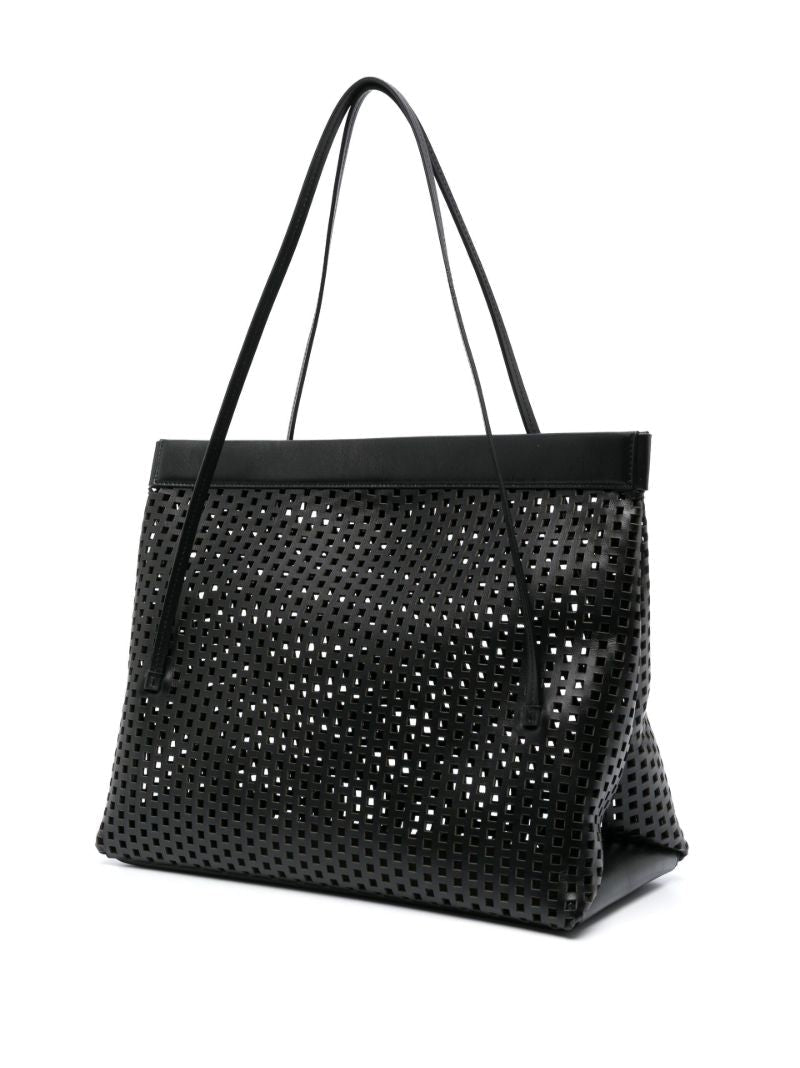 Black Joanna Cut-out Leather Tote Bag