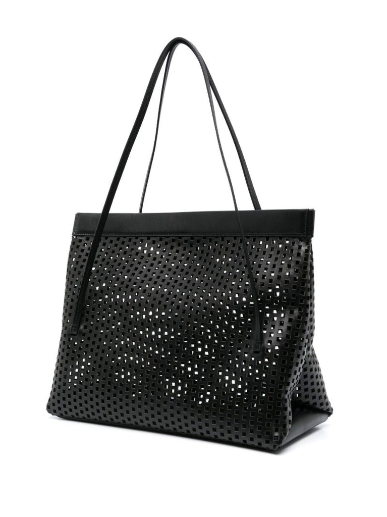 Black Joanna Cut-out Leather Tote Bag
