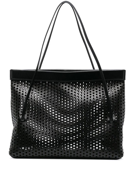 Black Joanna Cut-out Leather Tote Bag