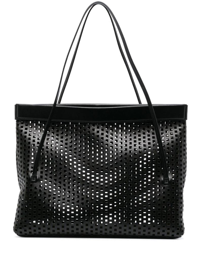 Black Joanna Cut-out Leather Tote Bag