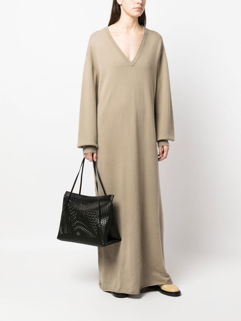 Black Joanna Cut-out Leather Tote Bag