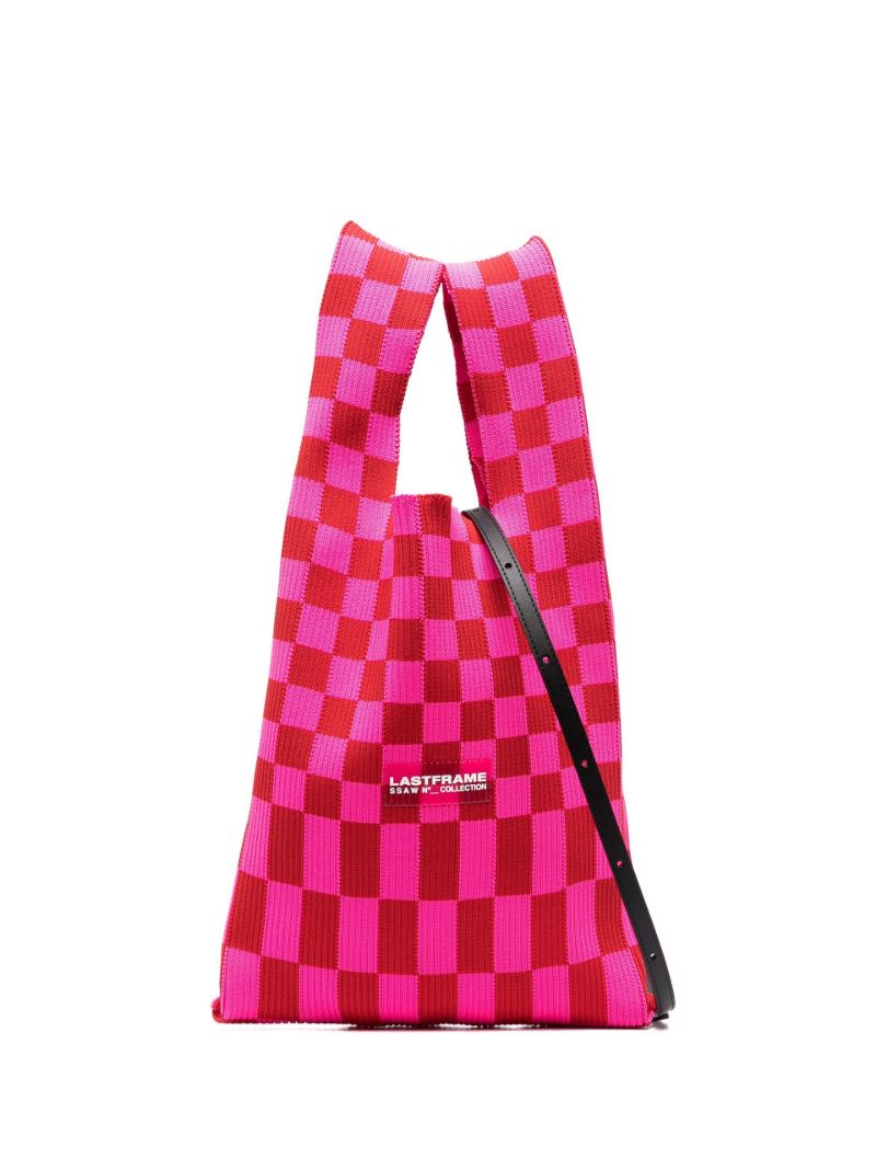Pink and Red Ichimatsu Market Small Tote Bag