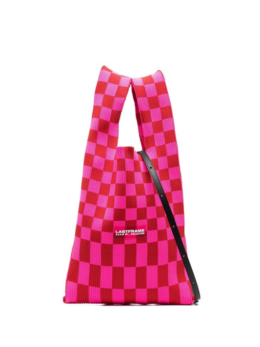 Pink and Red Ichimatsu Market Small Tote Bag