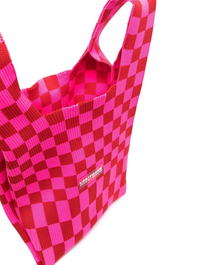 Pink and Red Ichimatsu Market Small Tote Bag