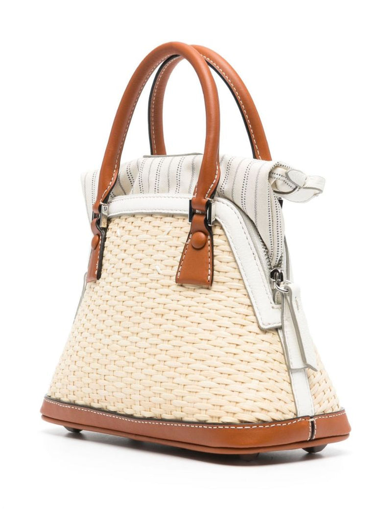 Beige 5ac Classique Micro Raffia Bag
