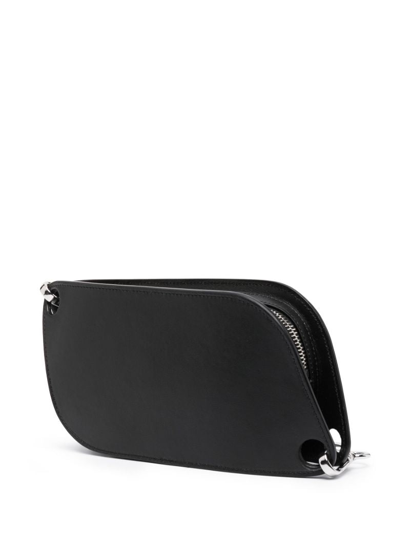 Black Embellished Leather Cross Body Bag
