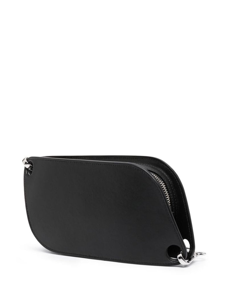 Black Embellished Leather Cross Body Bag