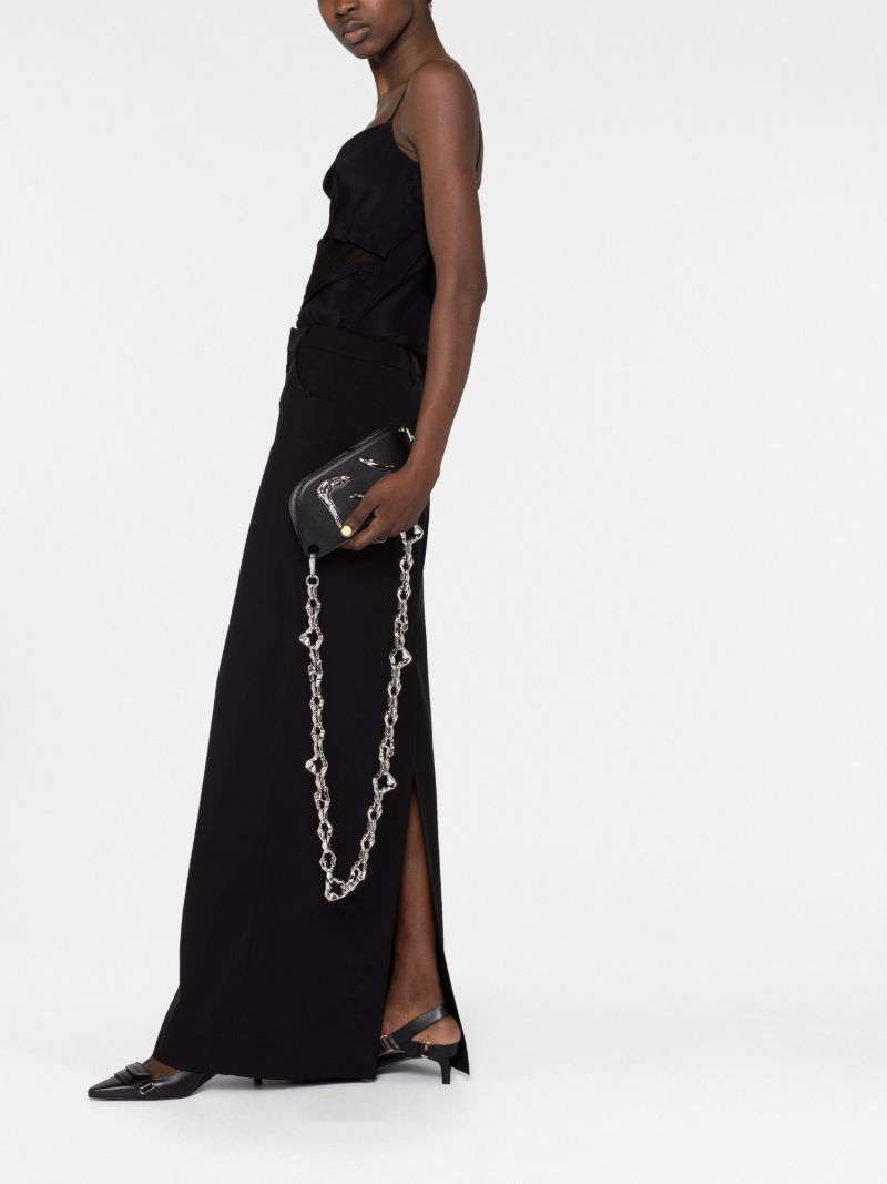 Black Embellished Leather Cross Body Bag