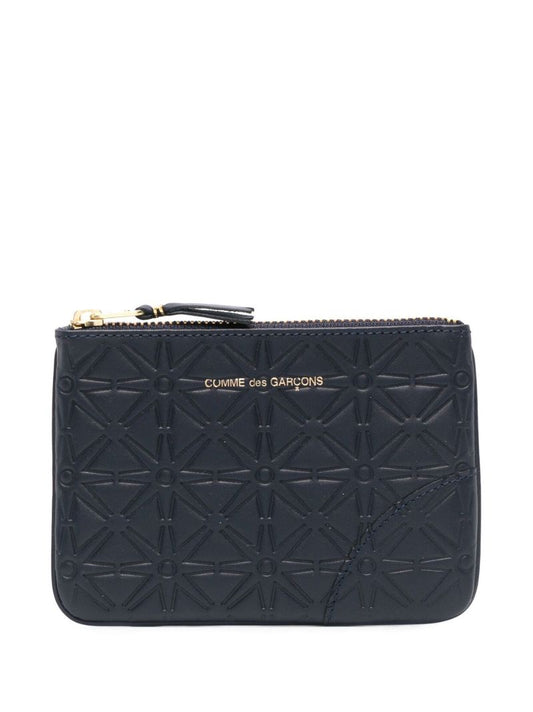 Blue Classic Leather Embossed Wallet