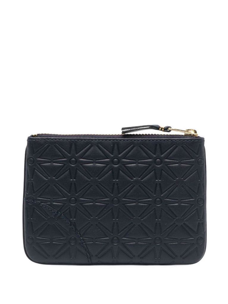 Blue Classic Leather Embossed Wallet