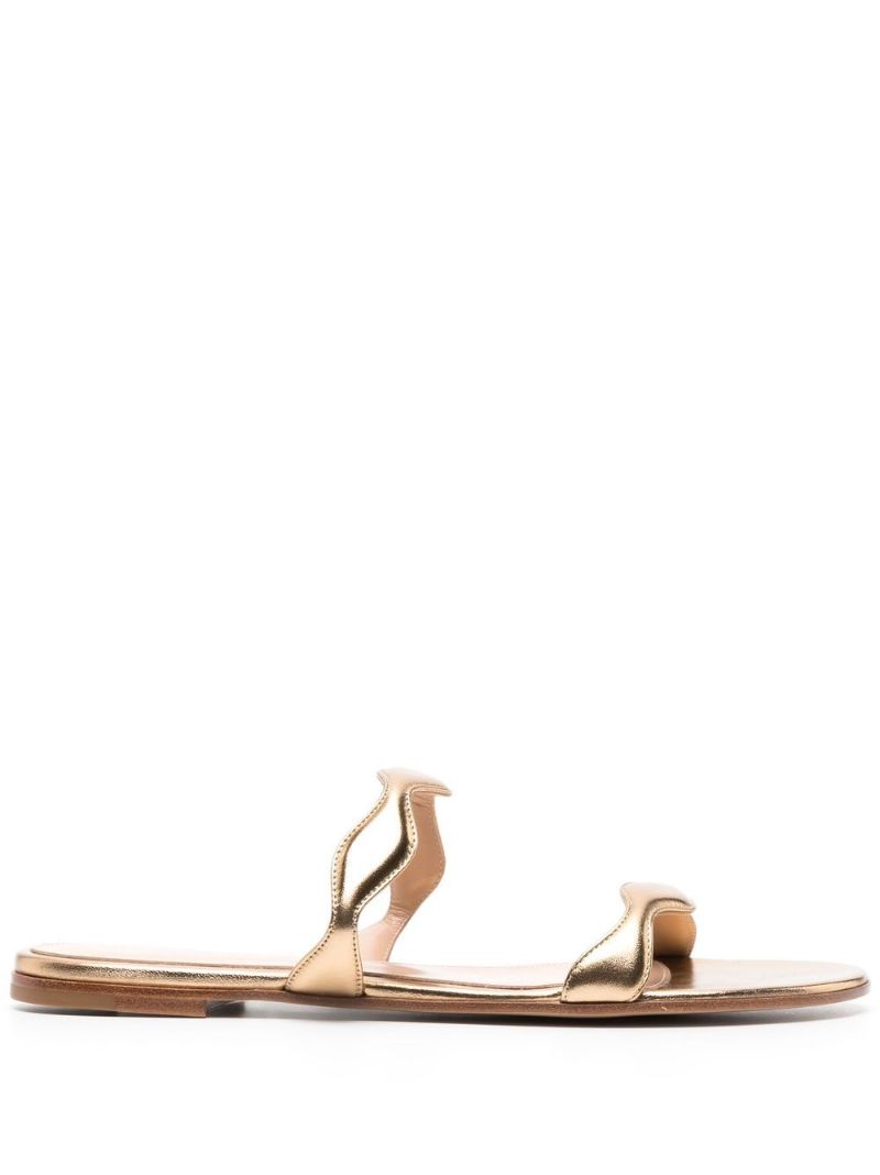 Gold Leather Flat Sandals