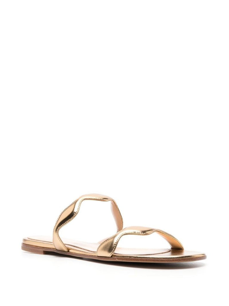 Gold Leather Flat Sandals