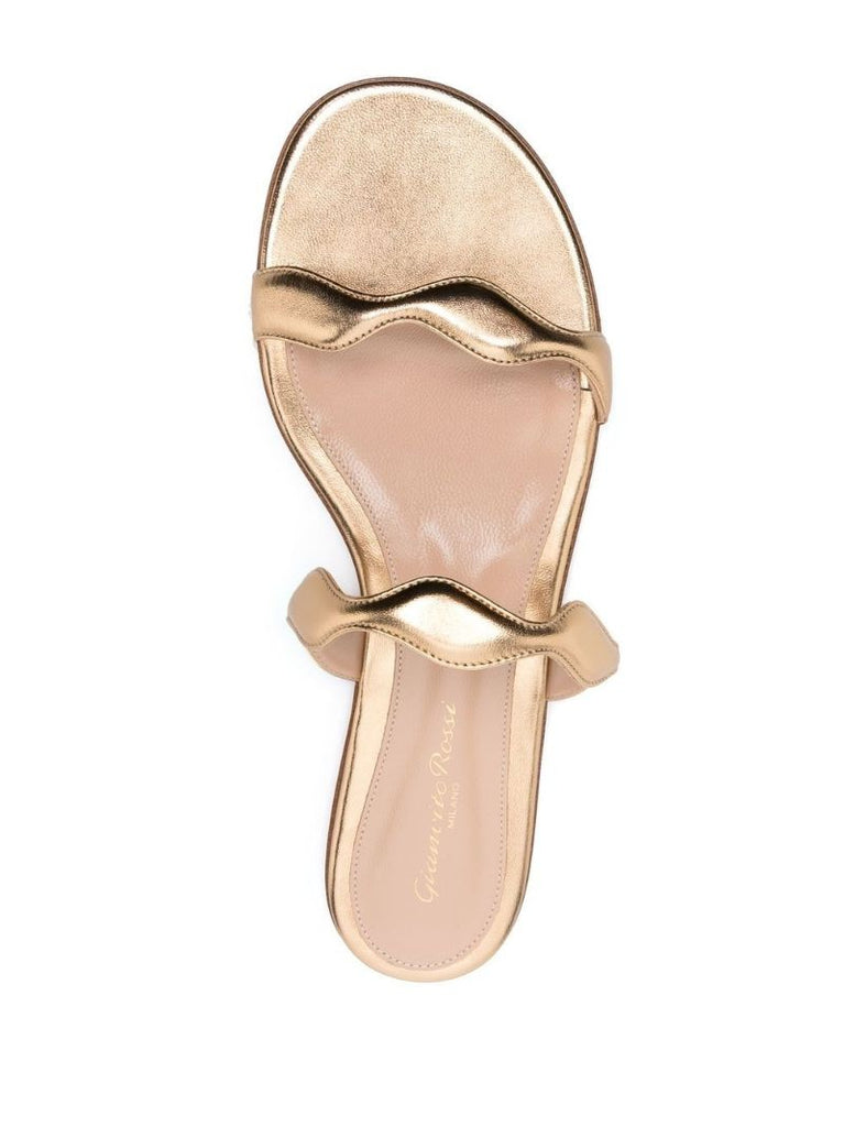 Gold Leather Flat Sandals