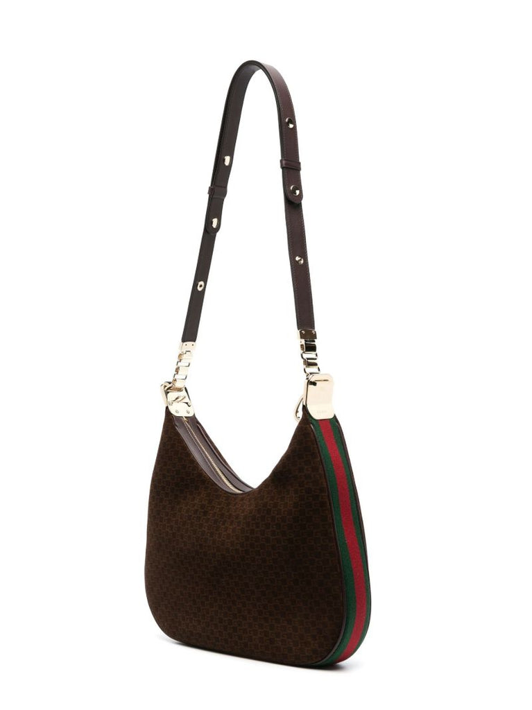 Brown Attache Large Suede Shoulder Bag