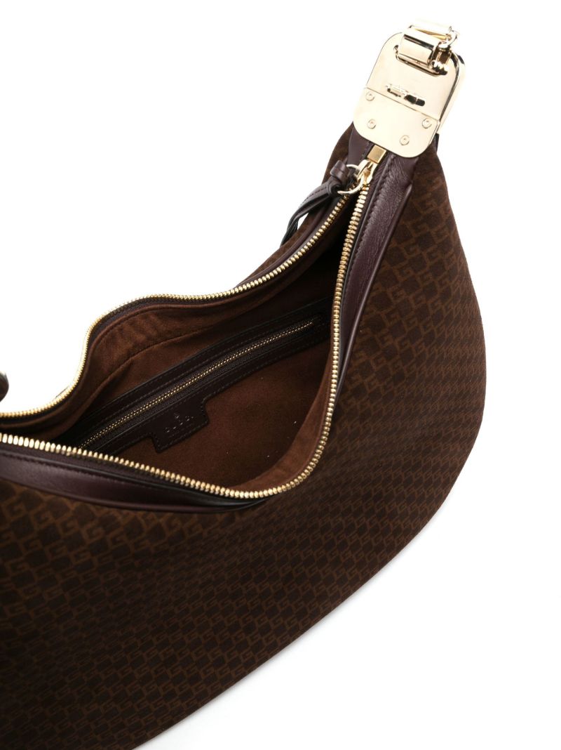Brown Attache Large Suede Shoulder Bag