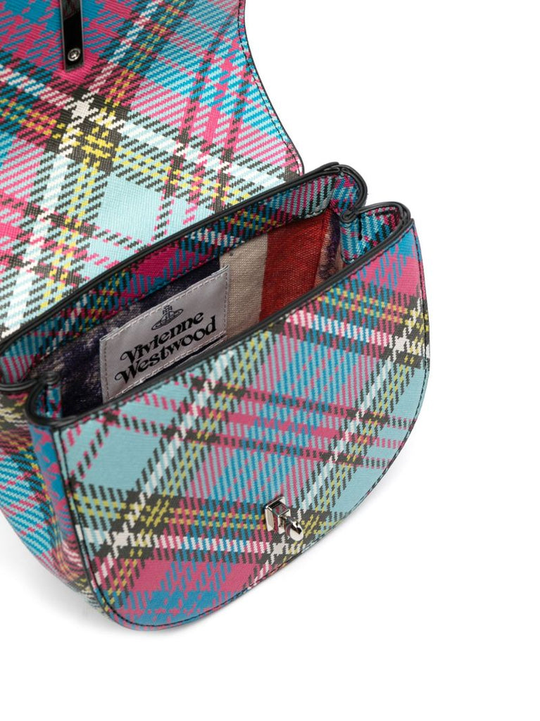 Blue Sofia Tartan Print Cross Body Bag