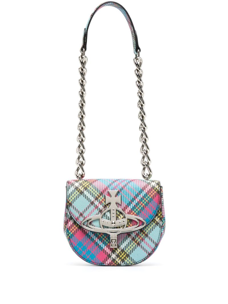 Blue Sofia Tartan Print Cross Body Bag