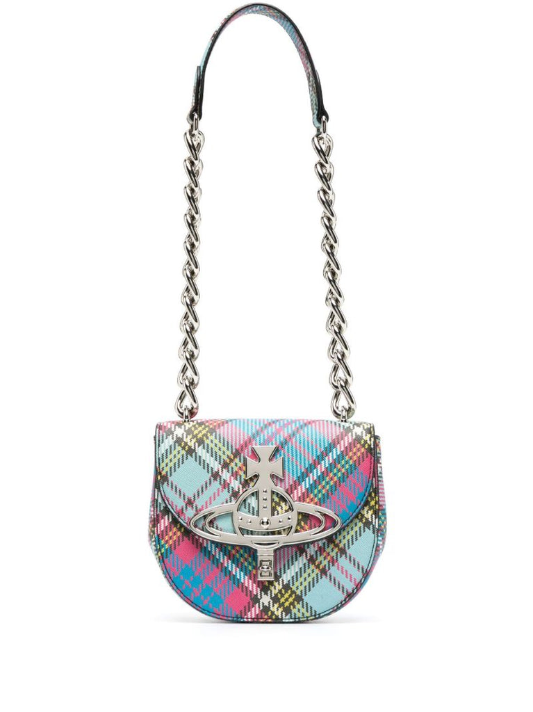 Blue Sofia Tartan Print Cross Body Bag
