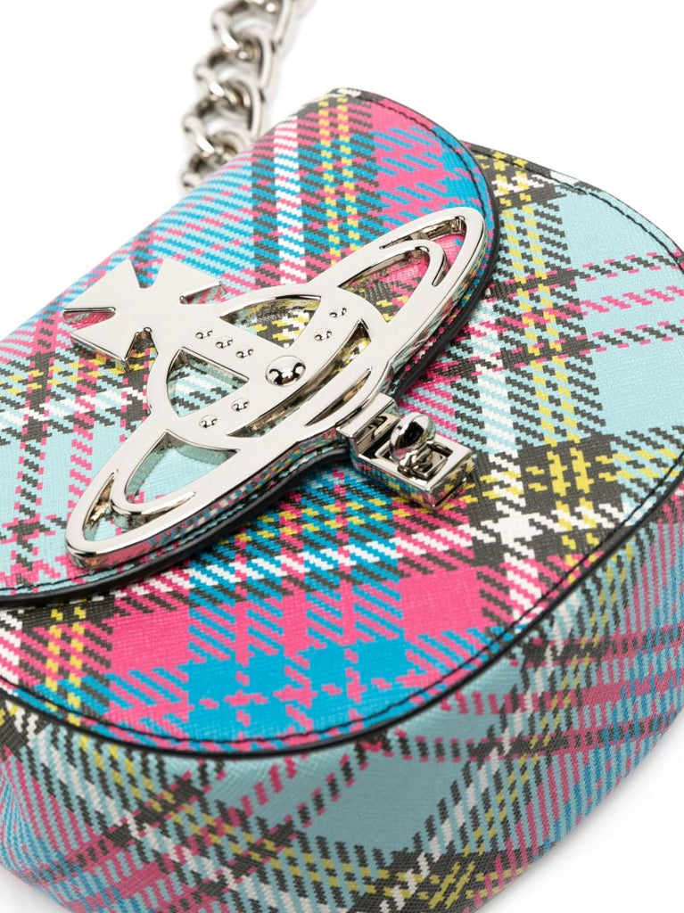 Blue Sofia Tartan Print Cross Body Bag