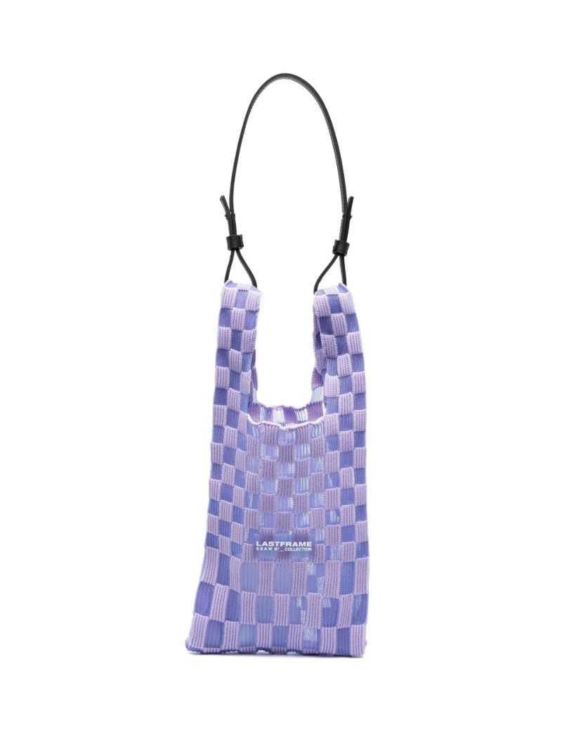 Purple Ichimatsu Small Sheer Checkerboard Tote Bag