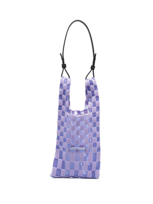Purple Ichimatsu Small Sheer Checkerboard Tote Bag
