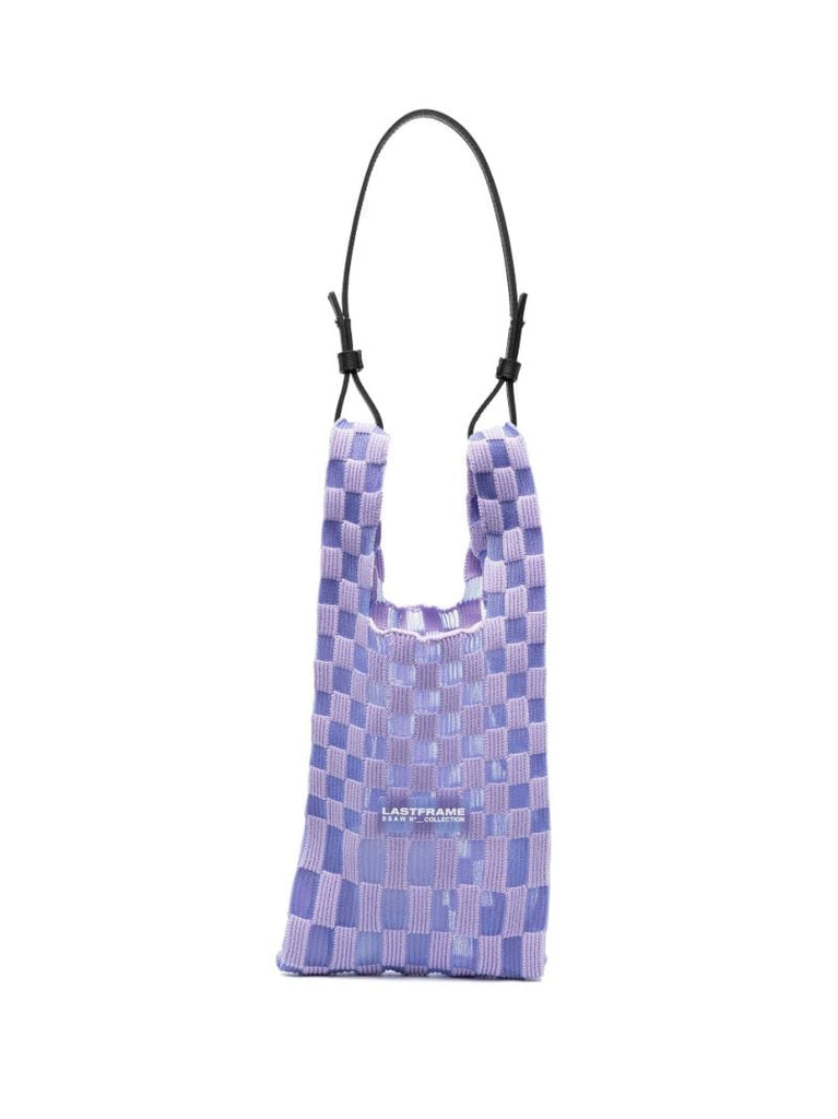 Purple Ichimatsu Small Sheer Checkerboard Tote Bag