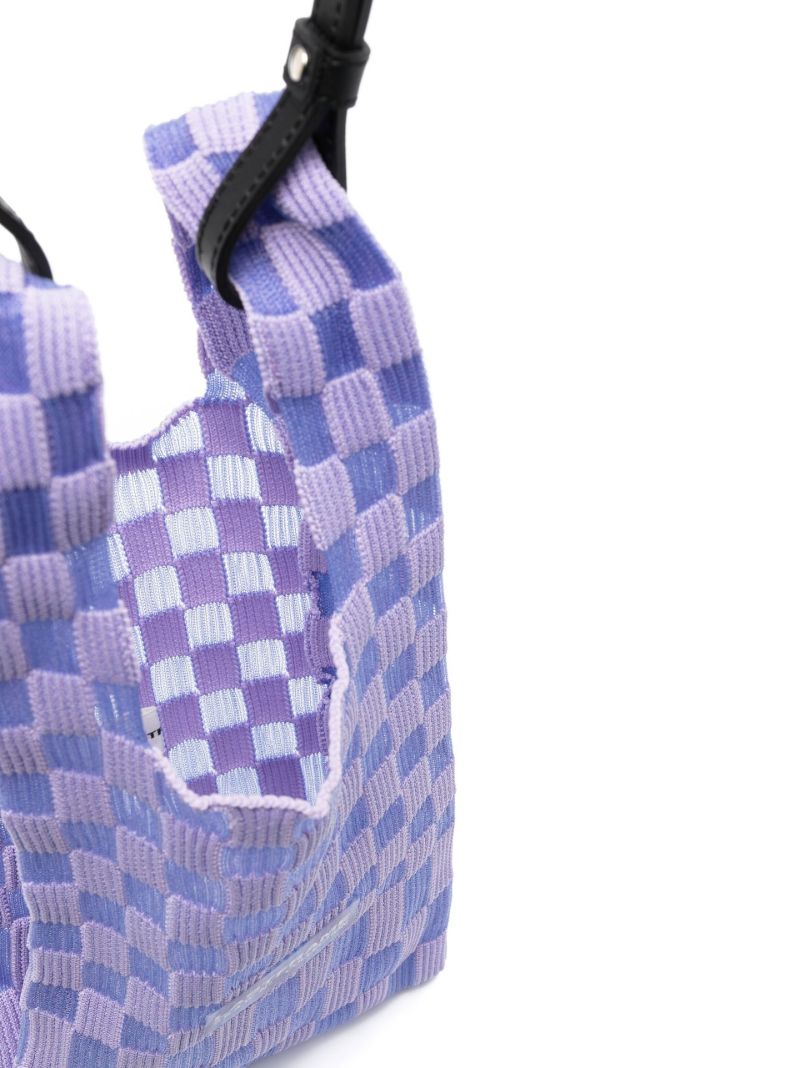 Purple Ichimatsu Small Sheer Checkerboard Tote Bag