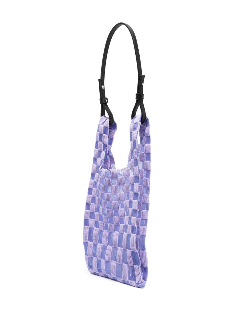 Purple Ichimatsu Small Sheer Checkerboard Tote Bag