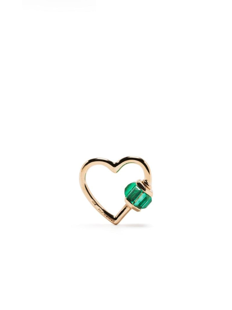 14k Yellow Gold Total Baguette Baby Heartlock Emerald Pendant