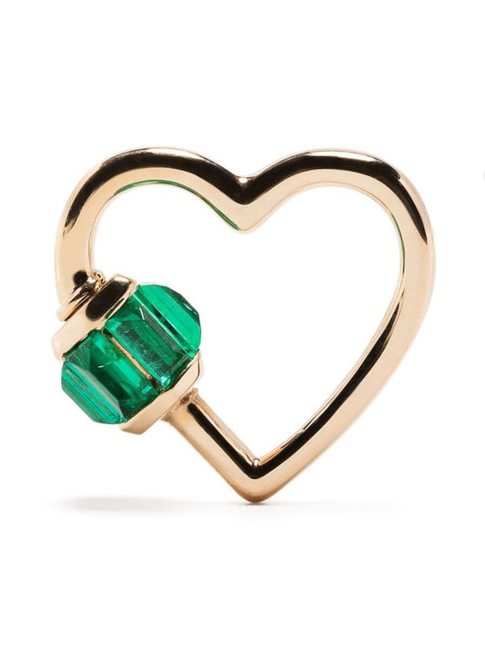 14k Yellow Gold Total Baguette Baby Heartlock Emerald Pendant