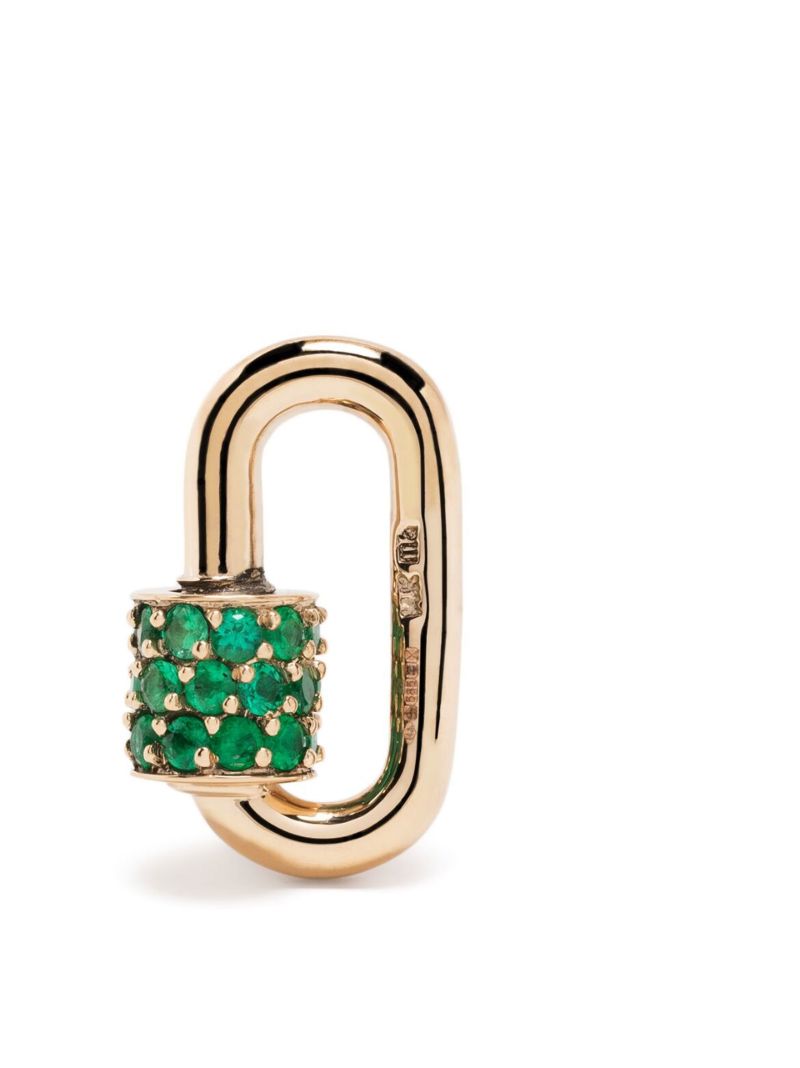 14k Yellow Gold Stoned Chubby Babylock Emerald Pendant