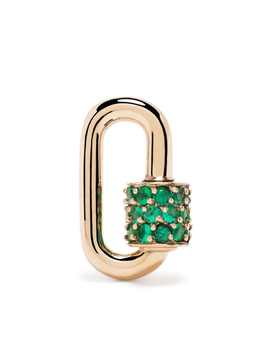 14k Yellow Gold Stoned Chubby Babylock Emerald Pendant