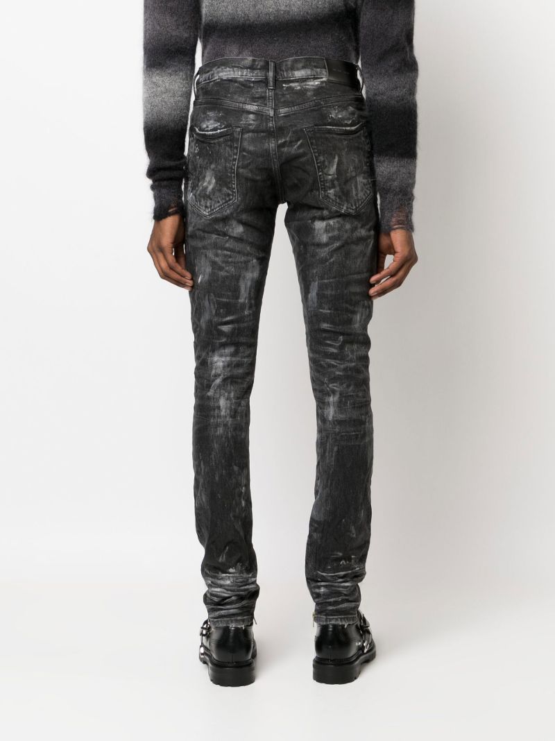 Black Coated Distressed Skinny Jeans