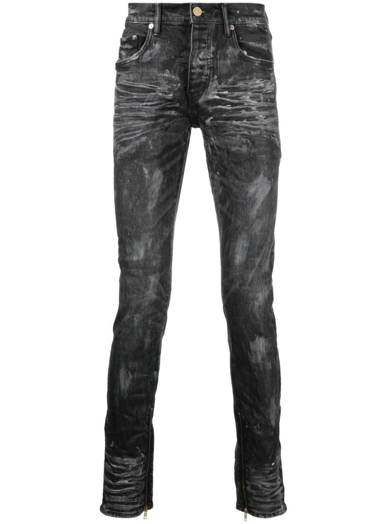 Black Coated Distressed Skinny Jeans
