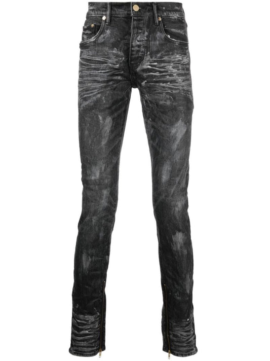 Black Coated Distressed Skinny Jeans