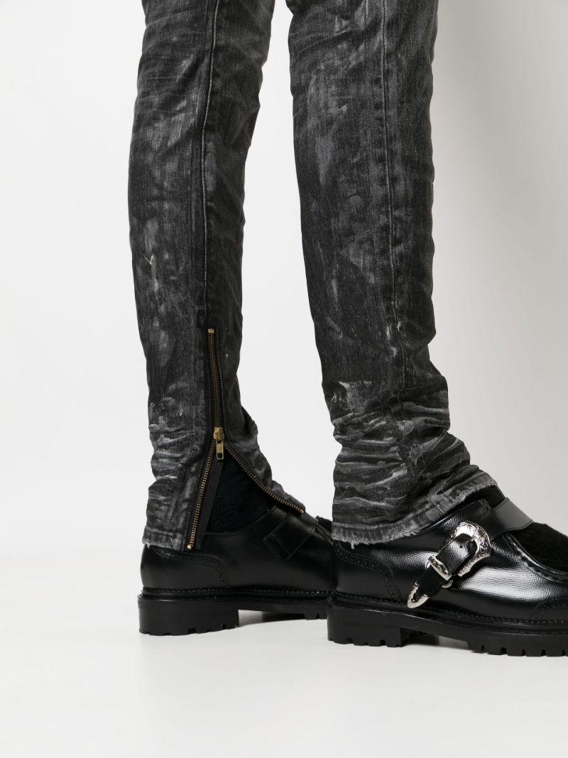 Black Coated Distressed Skinny Jeans