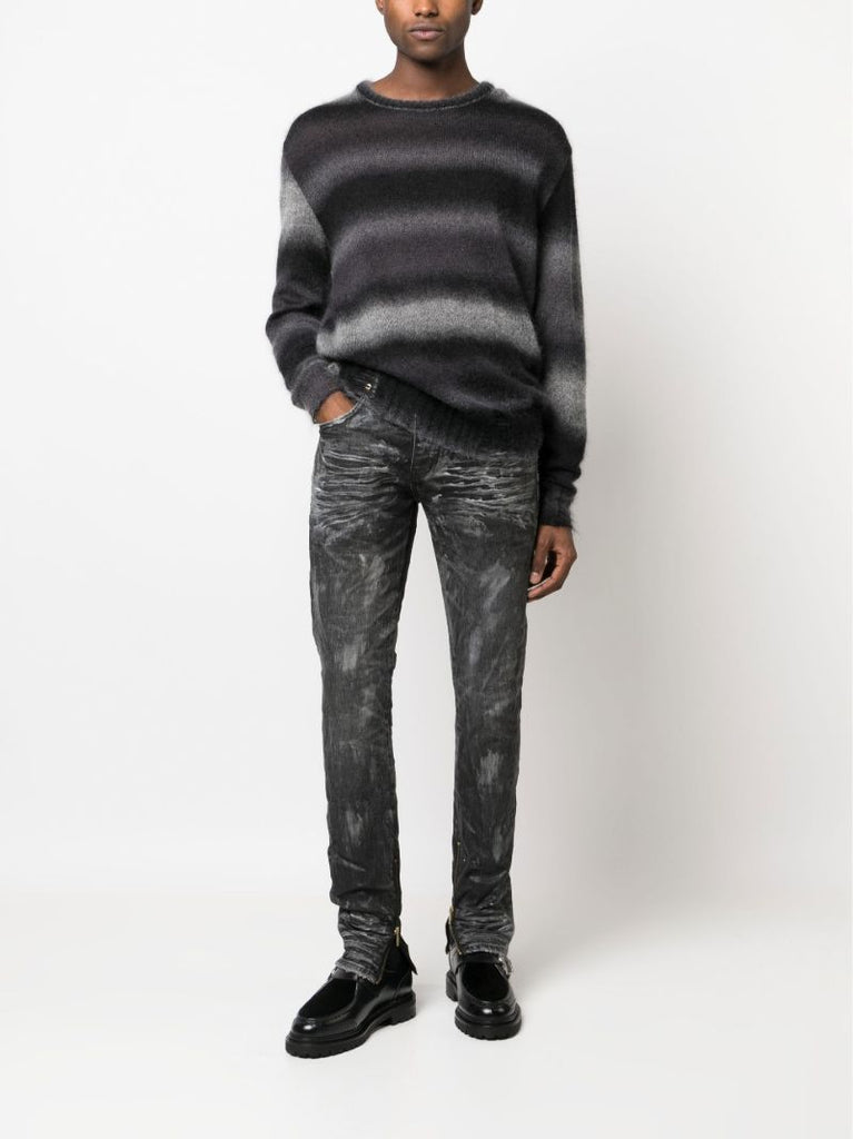 Black Coated Distressed Skinny Jeans