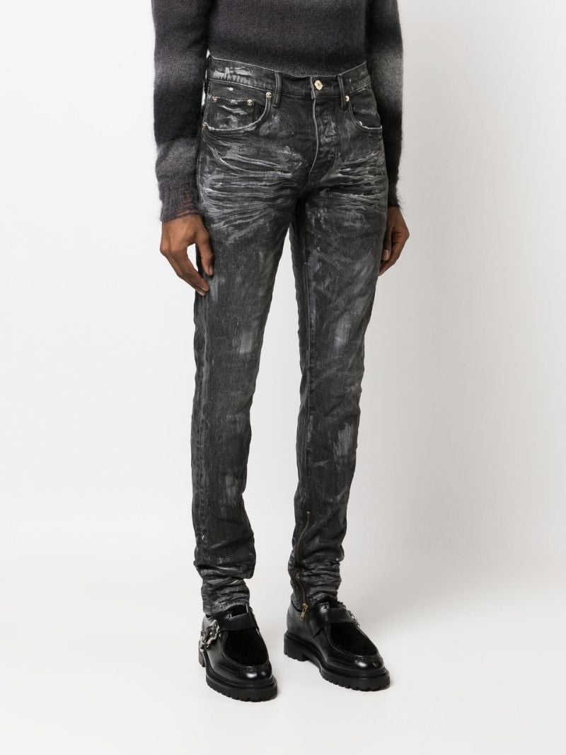 Black Coated Distressed Skinny Jeans