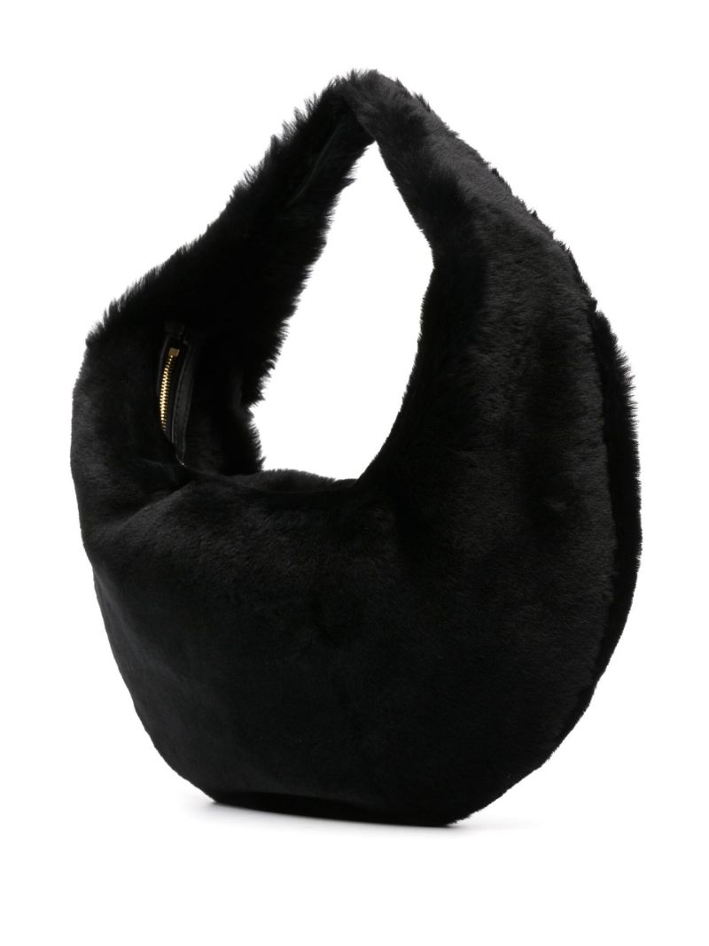 Black Olivia Medium Shearling Shoulder Bag